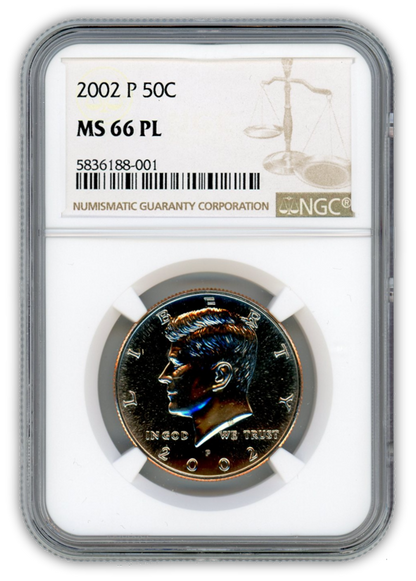 2002 Kennedy Half Dollar Philadelphia- NGC MS66 PL Prooflike
