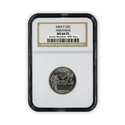 2003 Arkansas Quarter Dollar Philadelphia - NGC MS66 PL Prooflike