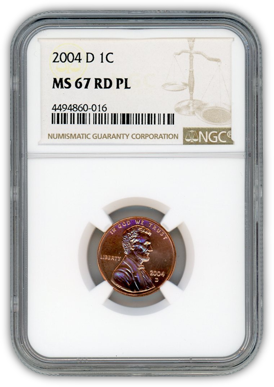 2004 Lincoln Cent Denver - NGC MS67 RD PL Prooflike
