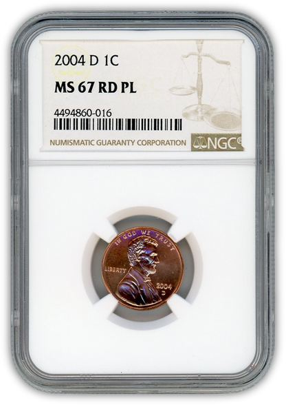 2004 Lincoln Cent Denver - NGC MS67 RD PL Prooflike