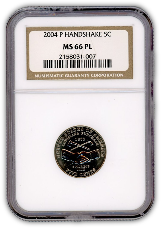 2004 Handshake Nickel Philadelphia - NGC MS66 PL Prooflike
