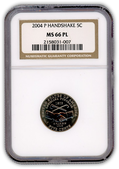 2004 Handshake Nickel Philadelphia - NGC MS66 PL Prooflike