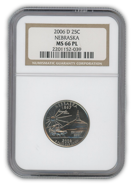 2006 Nebraska Quarter Dollar Denver - NGC MS66 PL Prooflike