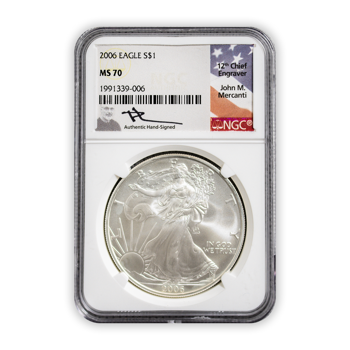 2006 Silver Eagle - Business Strike - NGC MS70 Mercanti Label