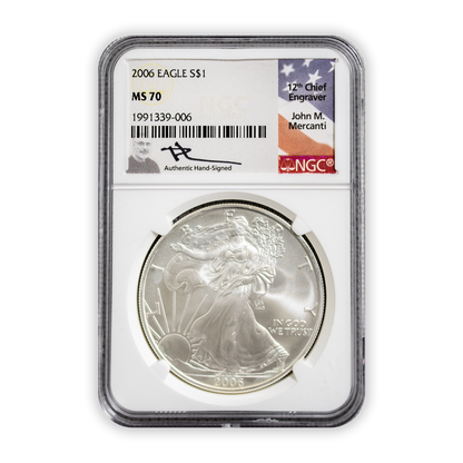 2006 Silver Eagle - Business Strike - NGC MS70 Mercanti Label