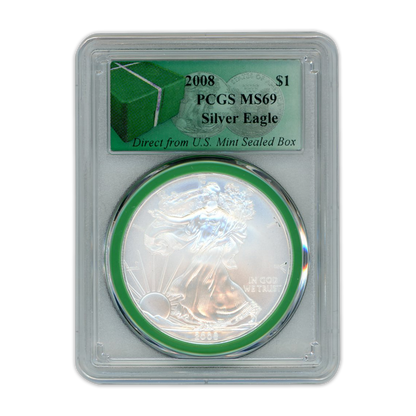2008 American Silver Eagle - Business Strike - PCGS MS69 Monster Box Label