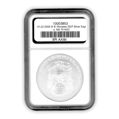 2008 W Eagle Silver Dollar Reverse of 2007 NGC MS70