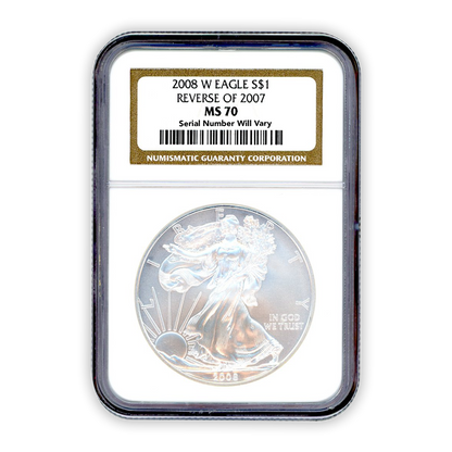 2008 W Eagle Silver Dollar Reverse of 2007 NGC MS70
