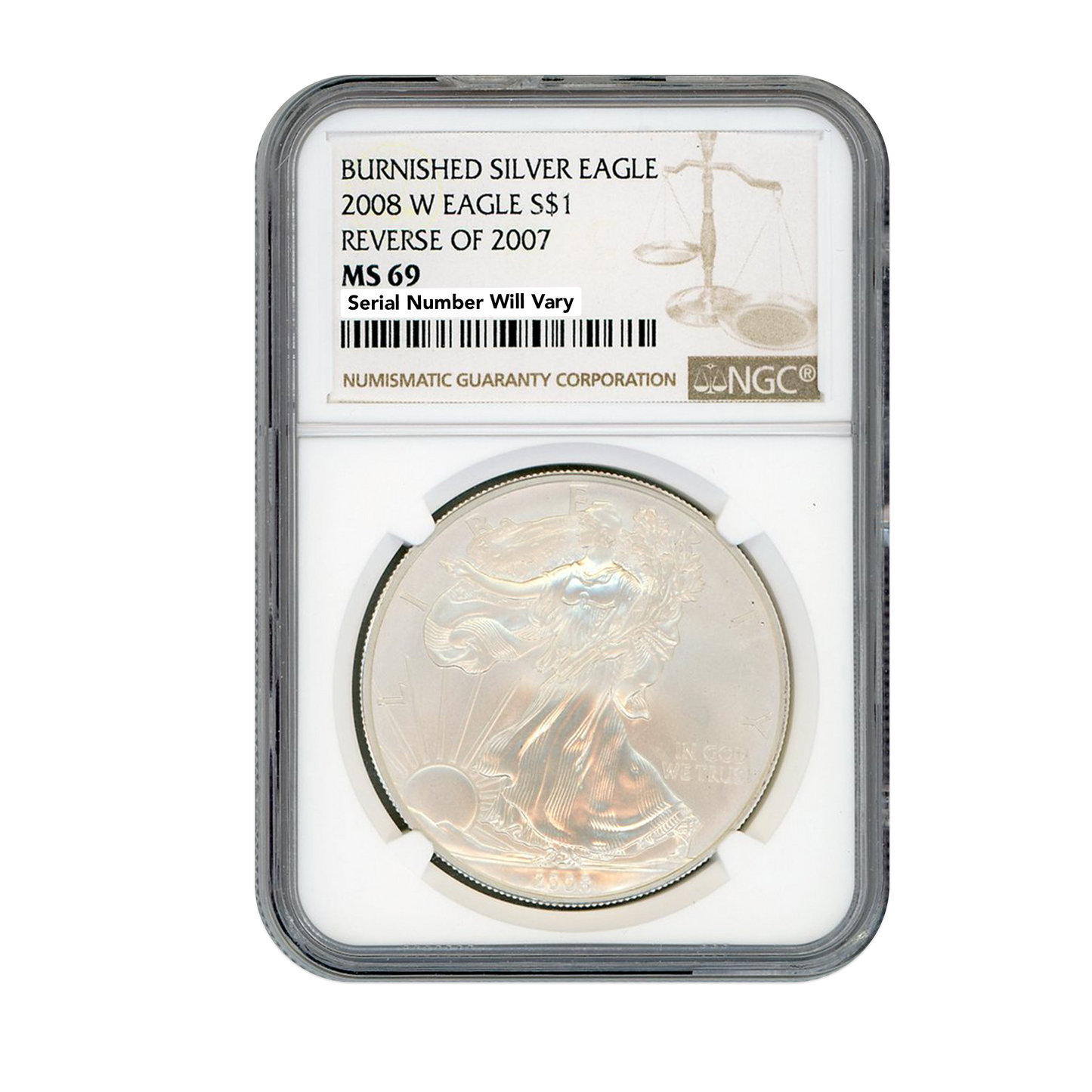 2008 West Point Burnished Silver Eagle - Reverse of 2007 - NGC MS69