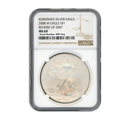 2008 West Point Burnished Silver Eagle - Reverse of 2007 - NGC MS69
