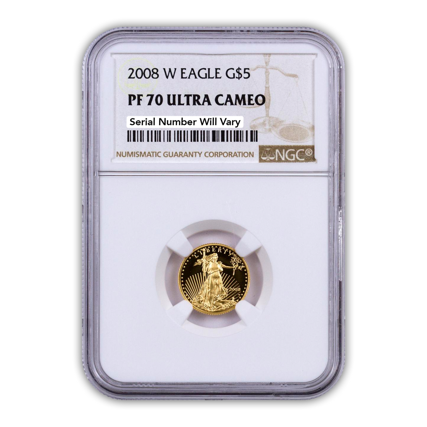 2008 $5 Gold Eagle - 1/10th oz - Philadelphia Proof - NGC PF70