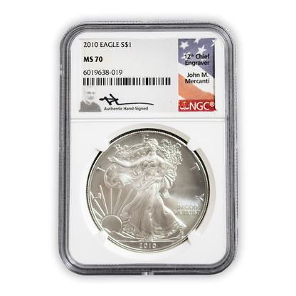 2010 Silver Eagle - Business Strike - NGC MS70 Mercanti Flag Label