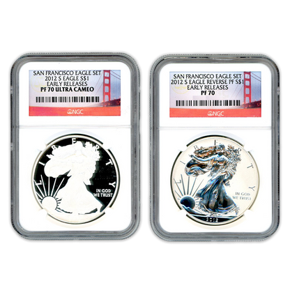 2012 S Silver Eagle 2 pc San Fransisco Set -  NGC PF70