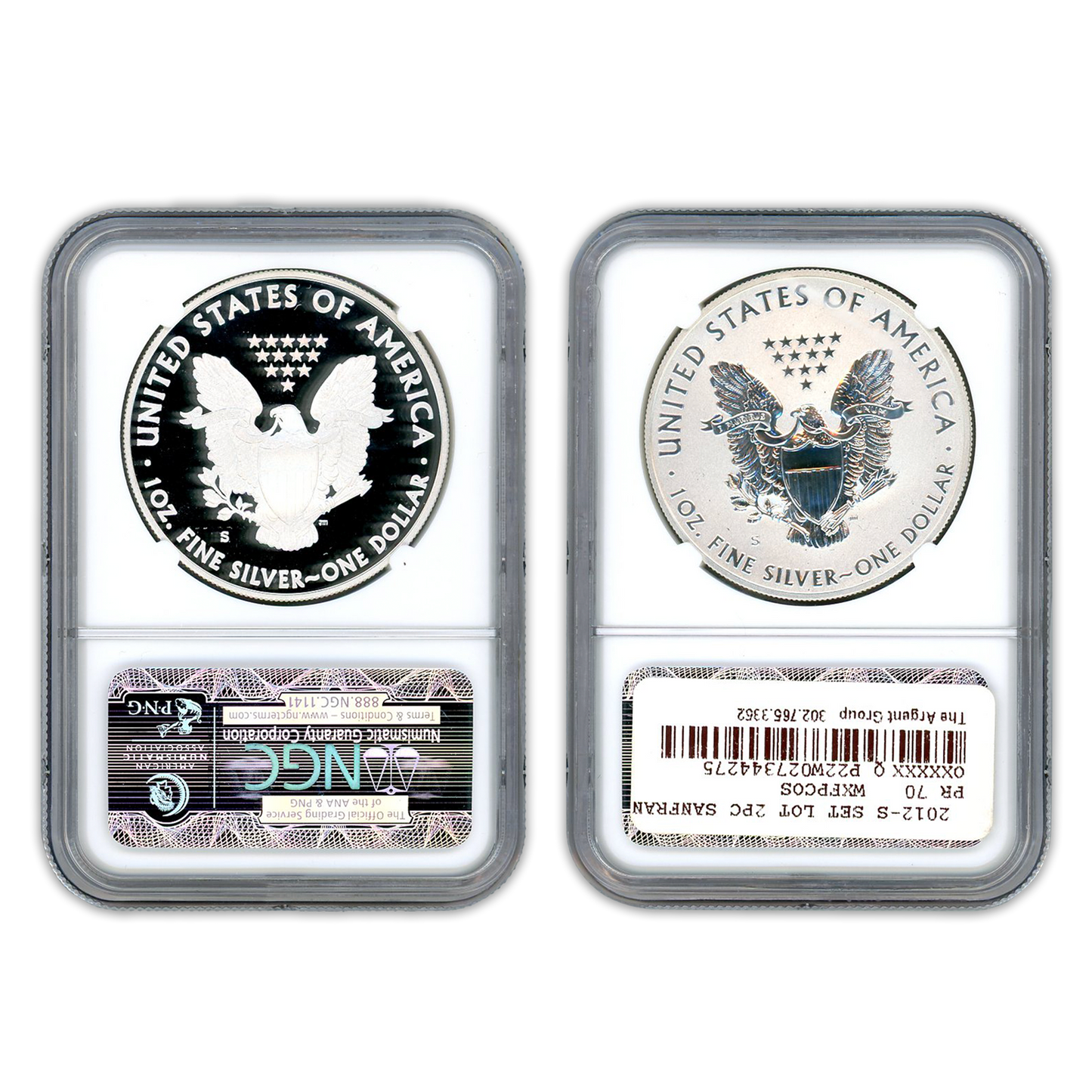 2012 S Silver Eagle 2 pc San Fransisco Set -  NGC PF70