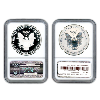 2012 S Silver Eagle 2 pc San Fransisco Set -  NGC PF70
