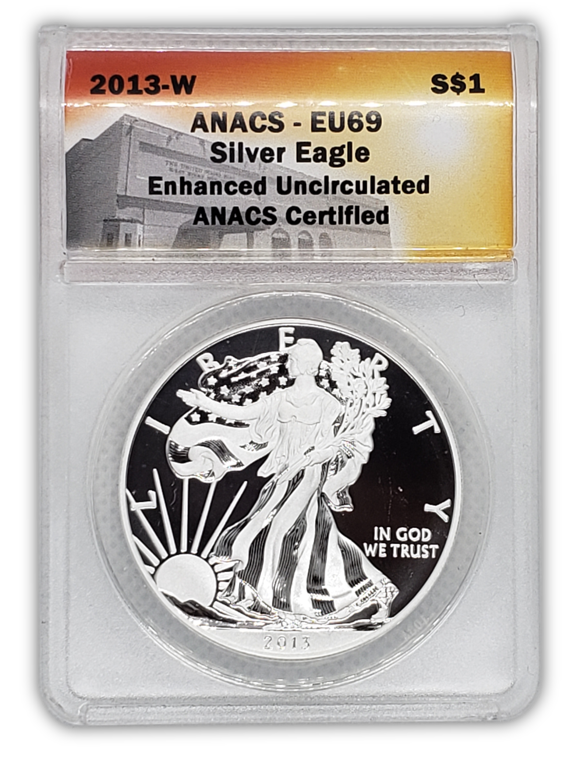 2013 W Silver Eagle 2 pc West Point 35th Anniversary Set - ANACS PR69