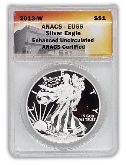 2013 W Silver Eagle 2 pc West Point 35th Anniversary Set - ANACS PR69