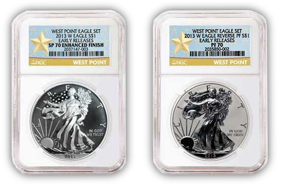 2013 W Silver Eagle 2 pc West Point 35th Anniversary Set - NGC PF70 Star Label