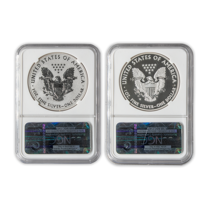 2013 (W) Silver Eagle Set - Heraldic Eagle - Two Piece Set - NGC PF69