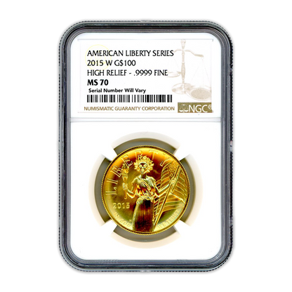 2015 $100 Gold Liberty - High Relief - NGC MS70