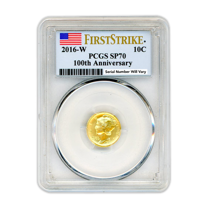 2016-W 10c Gold Mercury Dime - 1/10oz - PCGS SP70