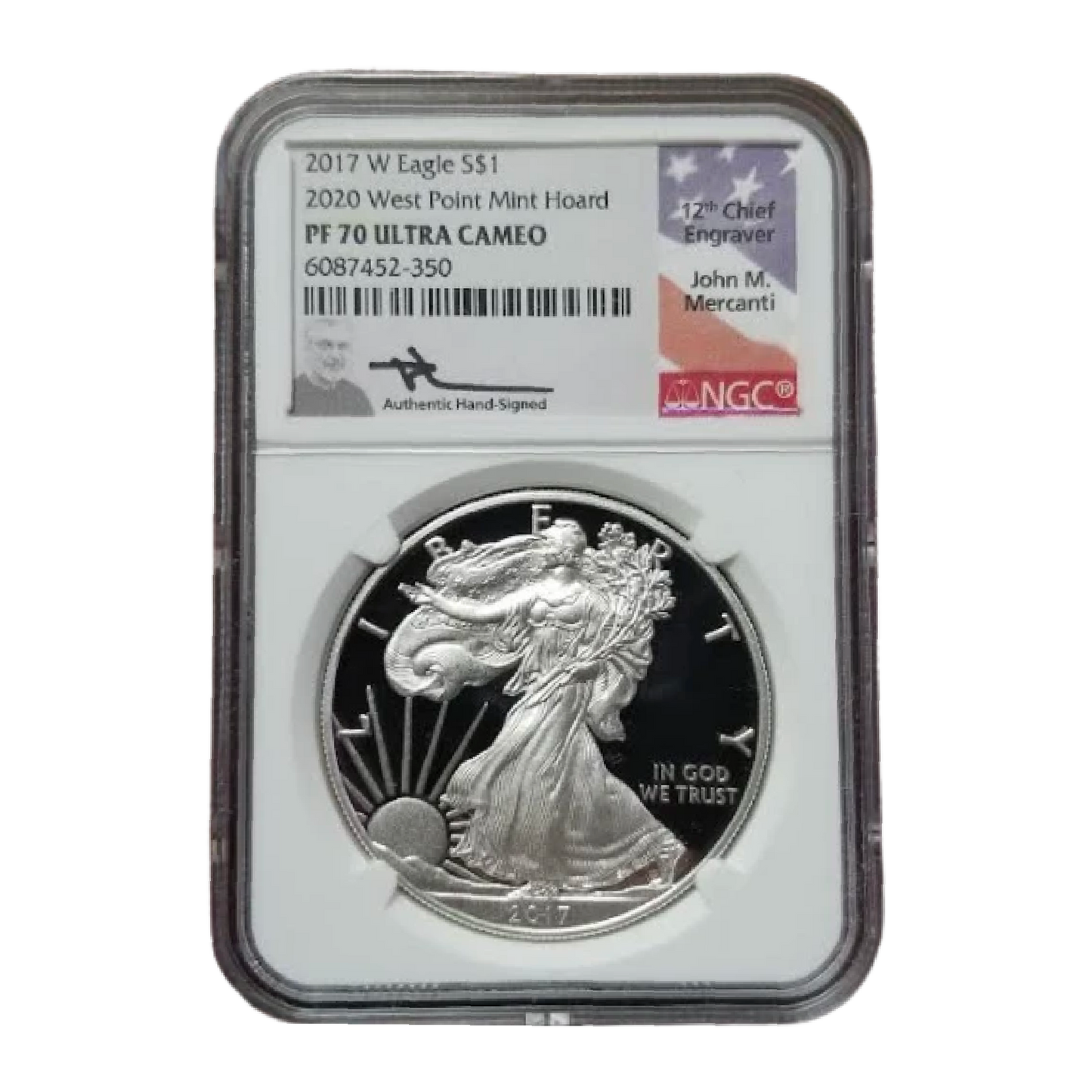2017 Silver Eagle - 2020 West Point Mint Hoard - NGC PF70 Mercanti Label