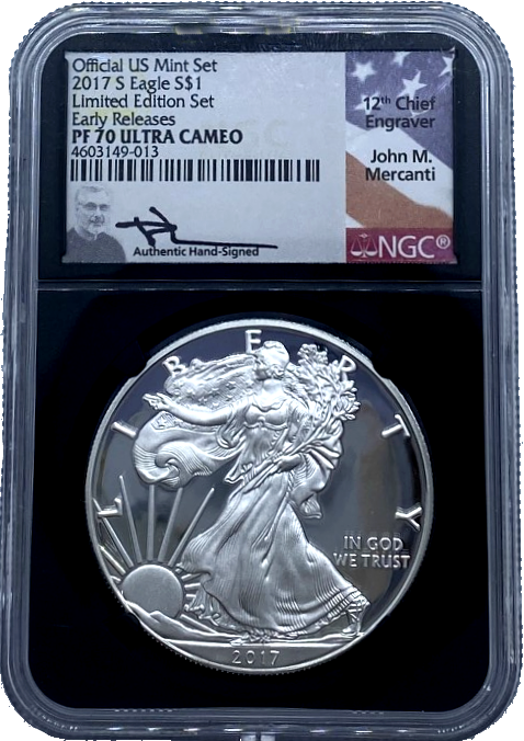 2017-S Silver Eagle Limited Edition Set - NGC PF70 ER Early Releases - Mercanti Label