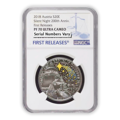 2018 Silent Night 1 oz Silver - Austrian Mint - NGC PF70