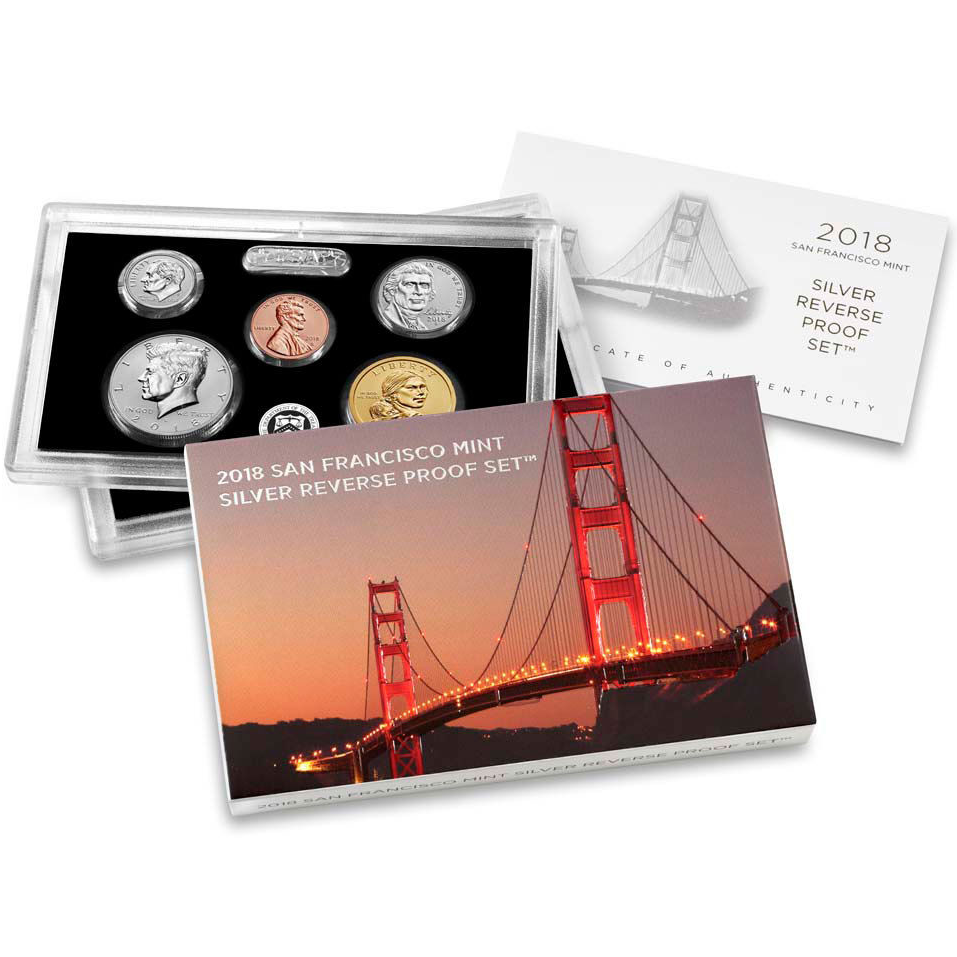 2018 US Silver Reverse Proof Set 10 pc - NGC PF70 Early Release ER Trolley Label