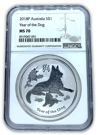 2018 Lunar Year of the Dog 1 Oz Silver Perth Mint - NGC MS70