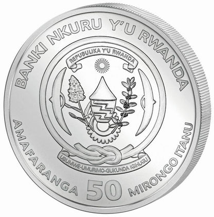 2018 Giraffe 1 Oz Silver - Rwanda - Brilliant Uncirculated