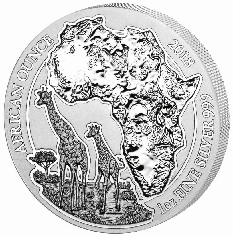 2018 Giraffe 1 Oz Silver - Rwanda - Brilliant Uncirculated