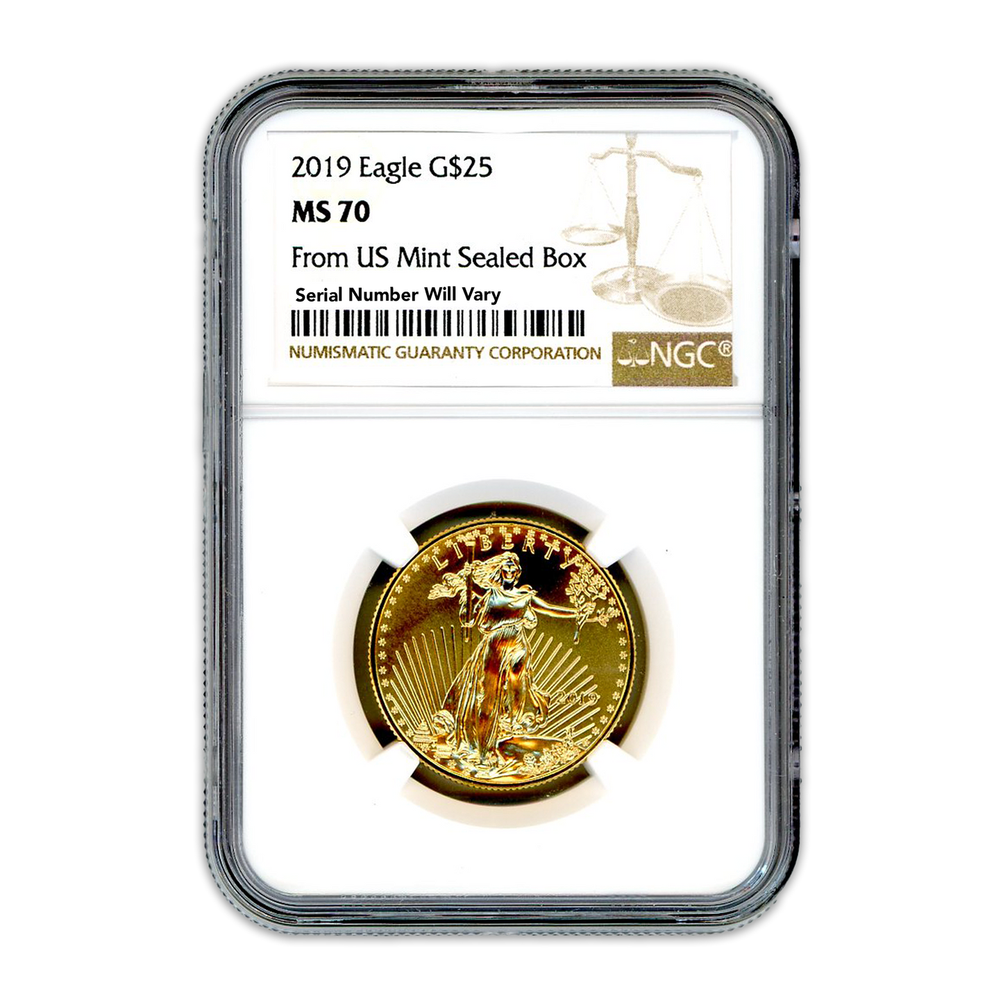 2019 $25 Gold Eagle 1/2 oz - NGC MS70