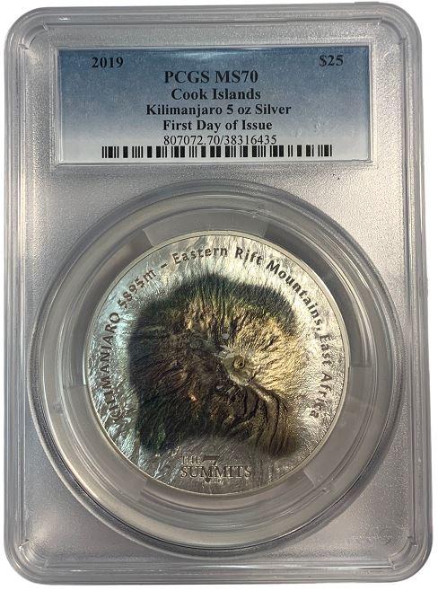 2019 Mount Kilamanjaro 5 Oz Silver - Cook Islands - PCGS MS70