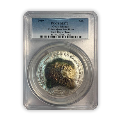 2019 Mount Kilamanjaro 5 Oz Silver - Cook Islands - PCGS MS70