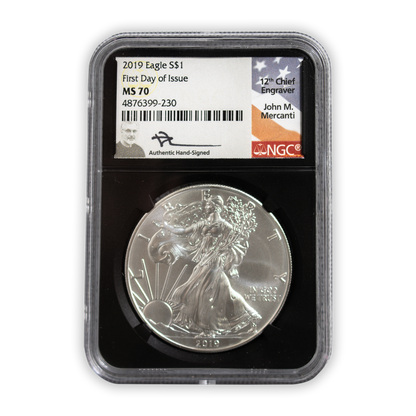2019 Silver Eagle - Business Strike - NGC MS70 FDOI Mercanti Label