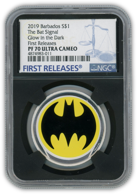 2019 The Bat Signal 3/4 Oz Silver - NGC PF70 Ultra Cameo Black Core First Release