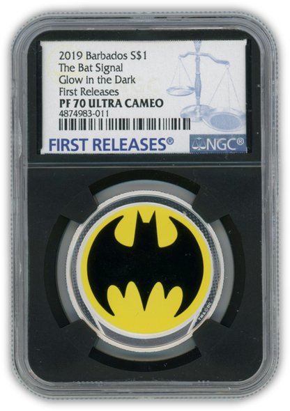 2019 The Bat Signal 3/4 Oz Silver - NGC PF70 Ultra Cameo Black Core First Release