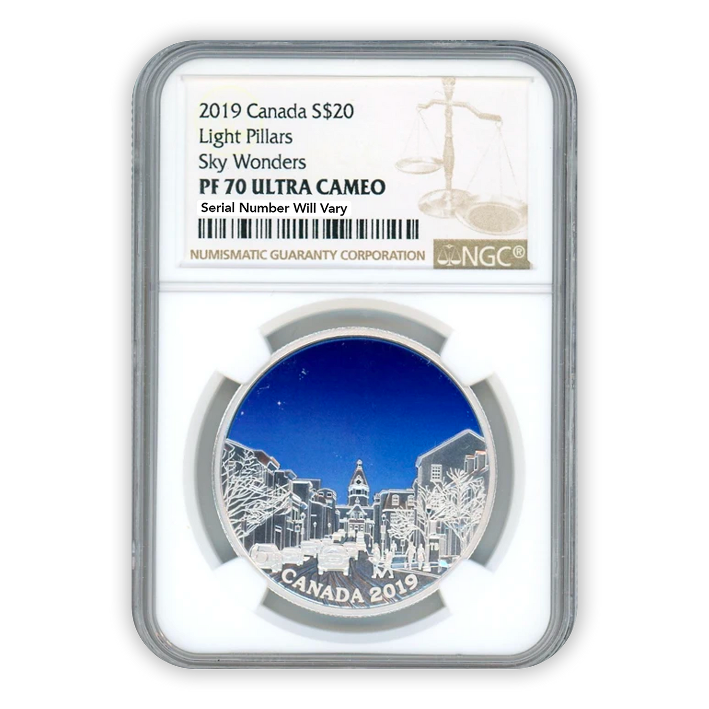 2019 $10 Light Pillars Sky Wonders 1 oz Silver - Royal Candian Mint - NGC PF70