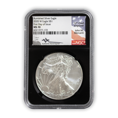 2020 W Silver Eagle - West Point Burnished - NGC MS70 FDI Mercanti Label