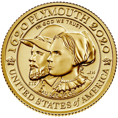 2020 Mayflower 400th Anniversary Gold Reverse Proof Coin - Original Government Packaging (OGP)