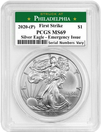 2020 (P) Silver Eagle - Business Strike - Type 1 Emergency Production - PCGS MS69 FS First Strike Philadelphia Label