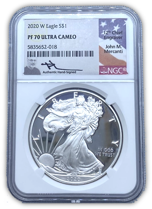 2020 Silver Eagle Proof - NGC PF70 Mercanti Flag Label