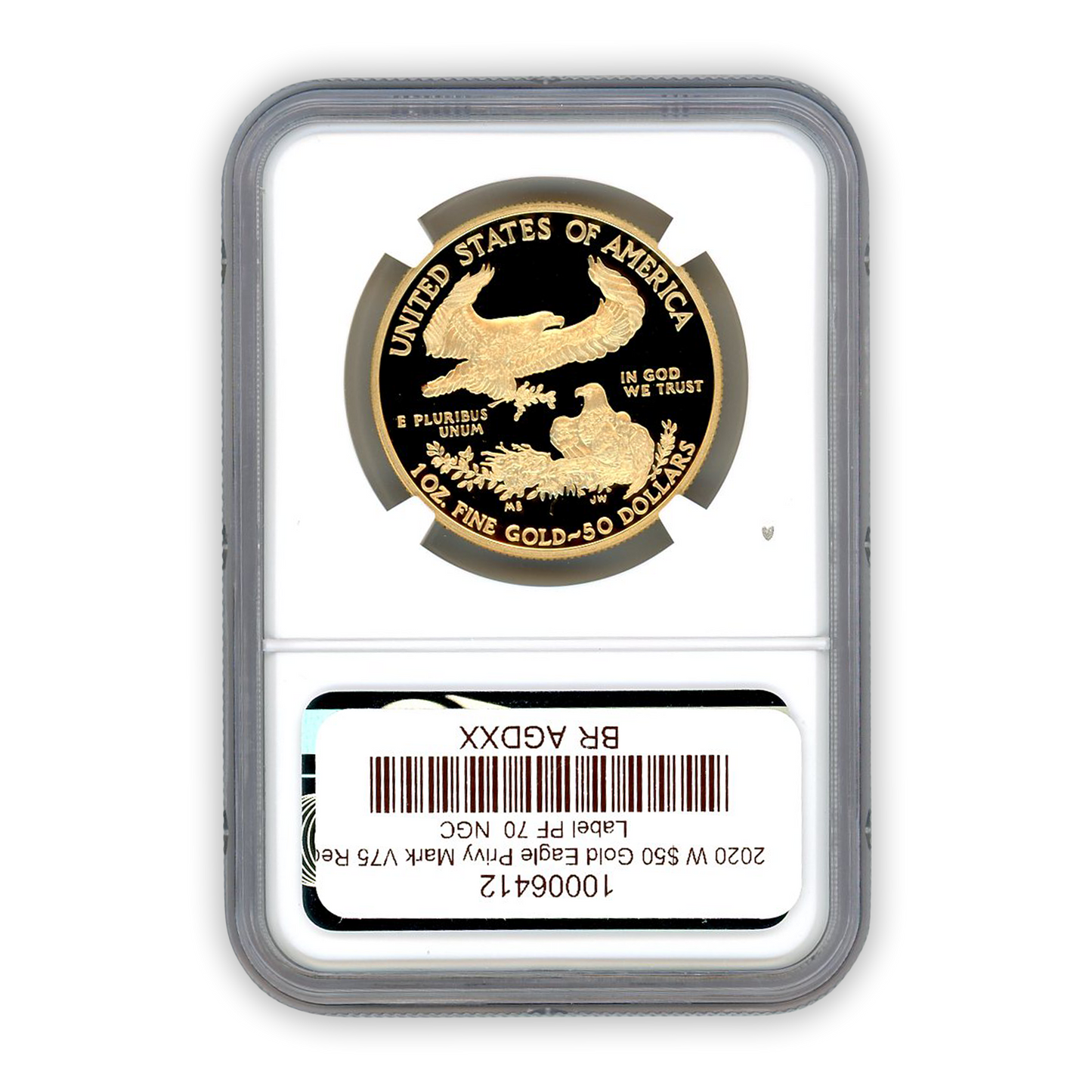 2020 $50 Gold Eagle Privy Mark V75 Red Label NGC PF70