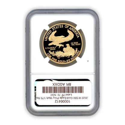 2020 $50 Gold Eagle Privy Mark V75 Red Label NGC PF70