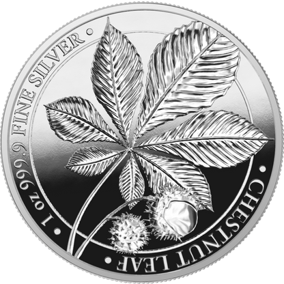2021 Mythical Forest Chestnut Leaf 1 Oz Silver - Germania Mint - Proof
