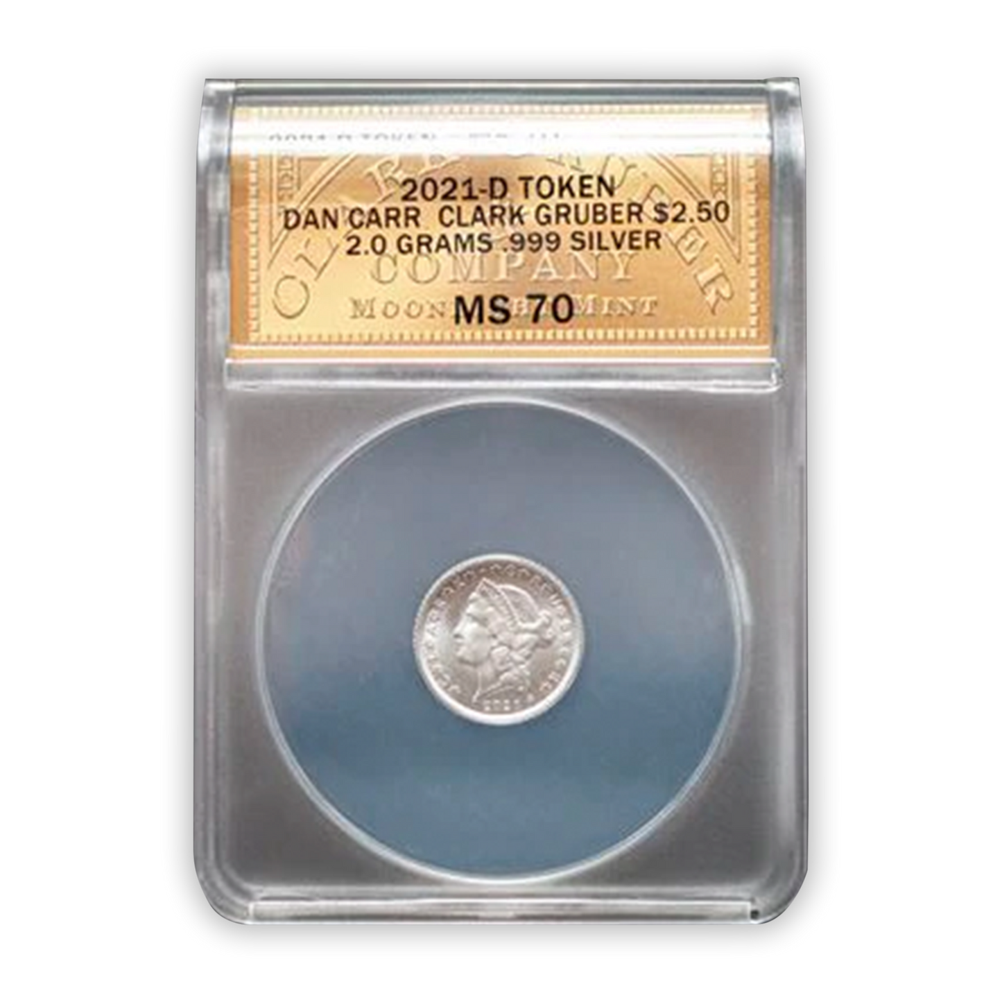 2021-D Clark Gruber $2.50 2 Gram Silver - ANACS MS70