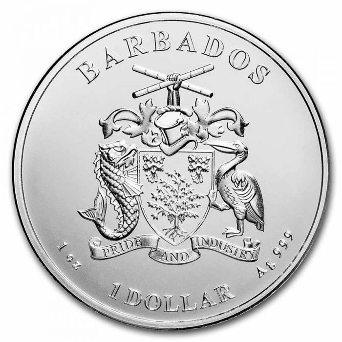 2021 Barbados Caribbean Octopus-1 oz Silver BU Coin