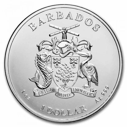 2021 Barbados Caribbean Octopus-1 oz Silver BU Coin