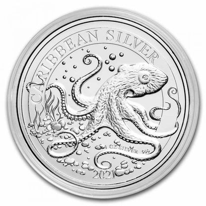 2021 Barbados Caribbean Octopus-1 oz Silver BU Coin